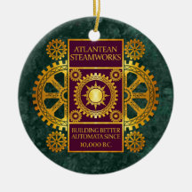 Atlantean Steamworks-Gold & Purple on Green Marble Ornaments