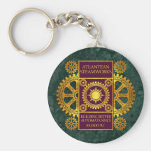 Atlantean Steamworks-Gold & Purple on Green Marble Key Chain