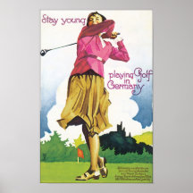 Aufenthalt-junges spielendes Golf in Deutschland Plakatdruck