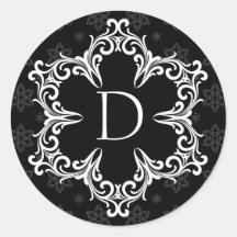 Aufkleber des Winter-Monogramm-D in B&W