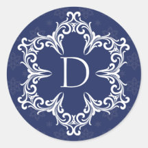 Aufkleber des Winter-Monogramm-D in der Marine