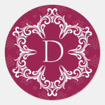 Aufkleber des Winter-Monogramm-D in der Moosbeere