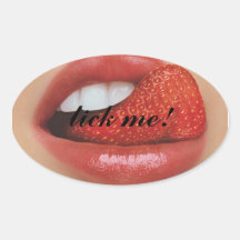 Aufkleber, Erdbeere, Lippen, lecken mich
