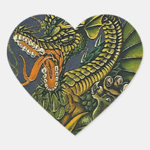 Aufkleber-verärgertes grüner Drache-Herz-Greifer-S