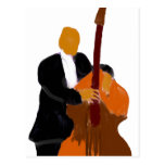 Aufrechter Bass-Spieler, der eine Bass-Malerei häl Postkarte