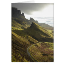 Aufsteigende Straße das Quiraing, Insel von Skye, Grußkarten