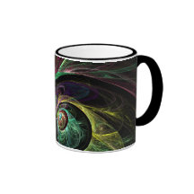 Auge, zum der abstrakten Kaffeetasse zu mustern
