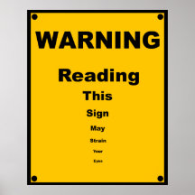 Augen-Belastung ~ Parodie-Warnzeichen Plakatdruck