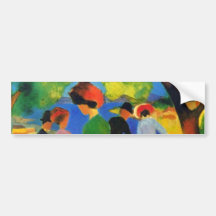 August Macke - Dame in einer grünen Jacke Autoaufkleber
