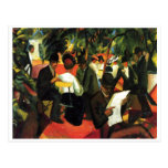 August_Macke - Öl-Leinwand des Garten-Restaurant-1 Postkarte