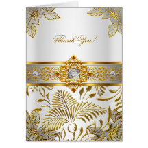 Auslese danken Ihnen, elegantes weißes Damast-Gold Grußkarten