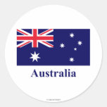 Australien-Flagge mit Namen Runde Sticker