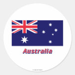 Australien-Flagge mit Namen Runde Sticker