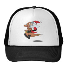 Australier Sankt, die einen Weihnachtskänguruh rei Netzkappe