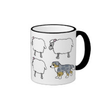 Australischer Schäfer, der Schaf-Becher in Herden  Kaffee Tasse