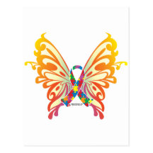 Autismus-Band-Schmetterling Postkarte