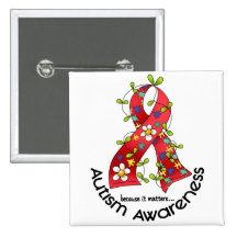 AUTISMUS Blumen-Band 1 Button