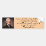 Autoaufkleber: Thomas Jefferson auf Schulden