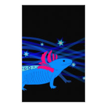 Axolotl Blau mit Sternen Personalisiertes Druckpapier