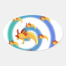 Axolotl Strudel Blau Ovale Aufkleber