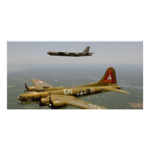 B17G und B52H Bomber im Flug Fotokartenvorlage