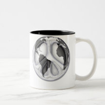 B&W Erde-Friedenszeichen Kaffeetassen