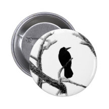 B&W Winter-Rabe Edgar Allan Poe Button