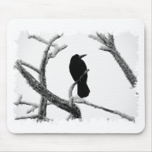 B&W Winter-Rabe Edgar Allan Poe Mousepad