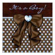 Baby-blaues Brown-Baby-Dusche Personalisierte Einladung