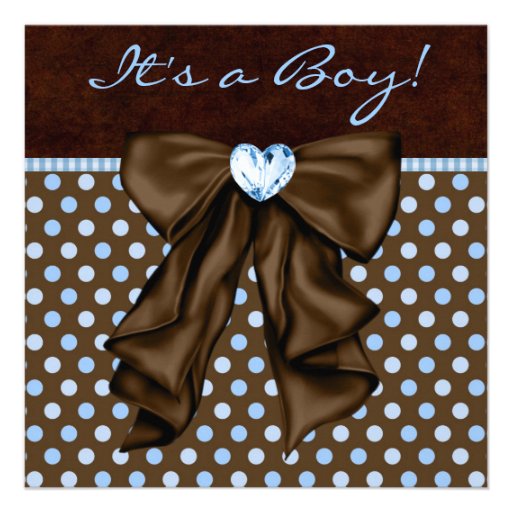 Baby-blaues Brown-Baby-Dusche Personalisierte Einladung