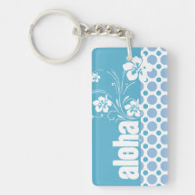 Baby Blue Polka Dots; Aloha Acrylic Keychain