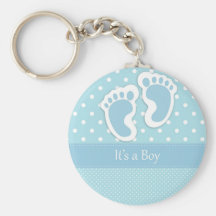 Baby Boy Footprints Adorable Key Chain