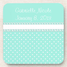 Baby-Dusche in aquamarinem Untersetzer
