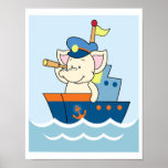 Baby-Elefant-Segelschiff Plakat