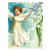 Baby-Engel mit blauer Bell Postkarte