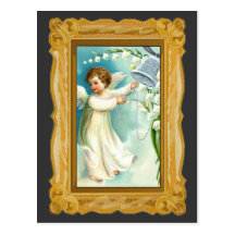 Baby-Engel mit blauer Bell Postkarte