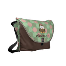 Baby-Eulen-rosa und grüne Name-Windel-Tasche Kurier Tasche