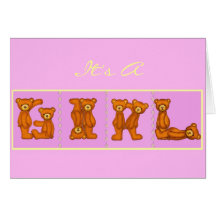 Baby-Geburt Announcements~Bear Alphabet Letter~Pin Karten