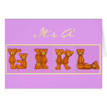 Baby-Geburt Announcements~Bear Alphabet ~ lila Karte
