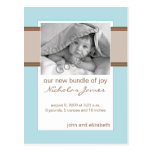 Baby-Geburts-Mitteilung Brown und Blau Postkarte