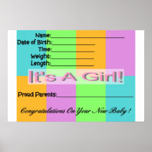 Baby-Geburts-Mitteilung Poster