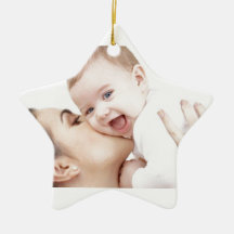 Baby Getting a Kiss! Christmas Ornaments