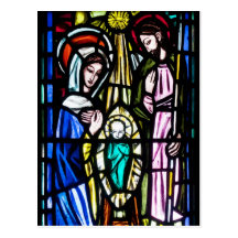 Baby-Jesus-Buntglas von St Michael Kirche Postkarte