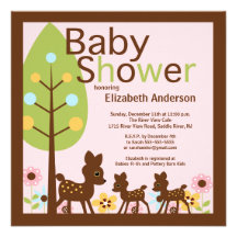 Baby-Rotwild PAART mehrfache Babyparty-Einladung