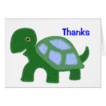 Baby-Schildkröteapplique-Blau-Dank Karte