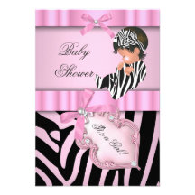 Baby Shower Girl Zebra Pink black Announcements