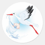 Baby und Storch Runder Sticker