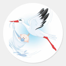 Baby und Storch Runder Sticker