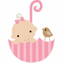 Baby und Vogel im Regenschirm-Kuchen-Deckel Photofiguren