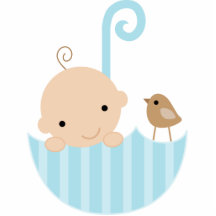 Baby und Vogel im Regenschirm-Kuchen-Deckel Photoskulpturen